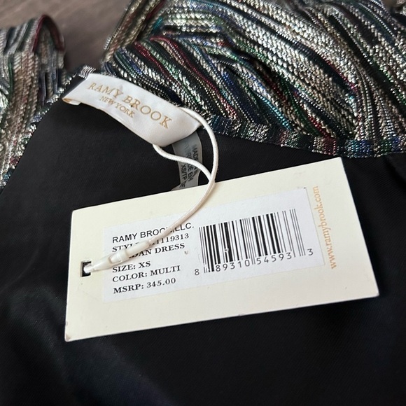 NWT Ramy Brook Jordan Long Sleeve Metallic Rib Mini Dress in Multi Sz XS - Picture 9 of 9